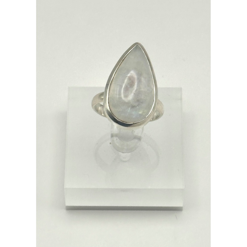 Rainbow Moonstone Sterling Silver Ring Size 8.5